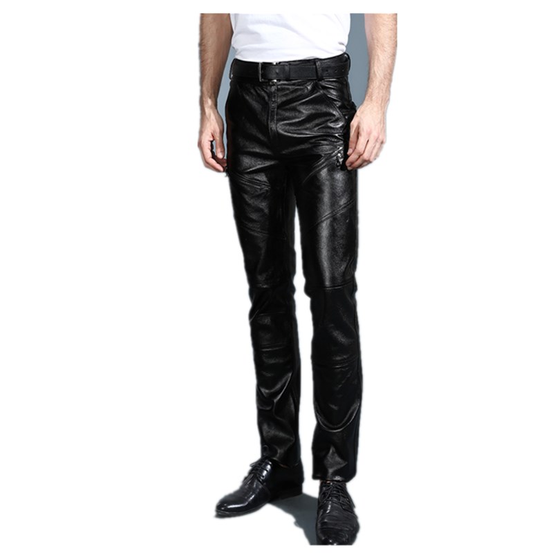 Leather Work Pants - Молодежные мужские брюки из натуральной кожи