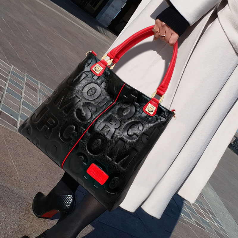 Leather Work Bag Women - Сумка-тоут из натуральной тисненой кожи с