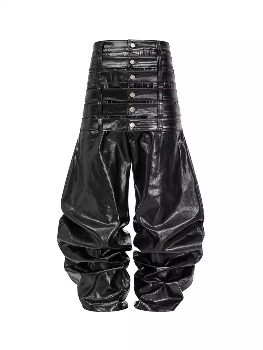 Leather Work Pants - Mauroicardi осень-зима длинная с несколькими талиями