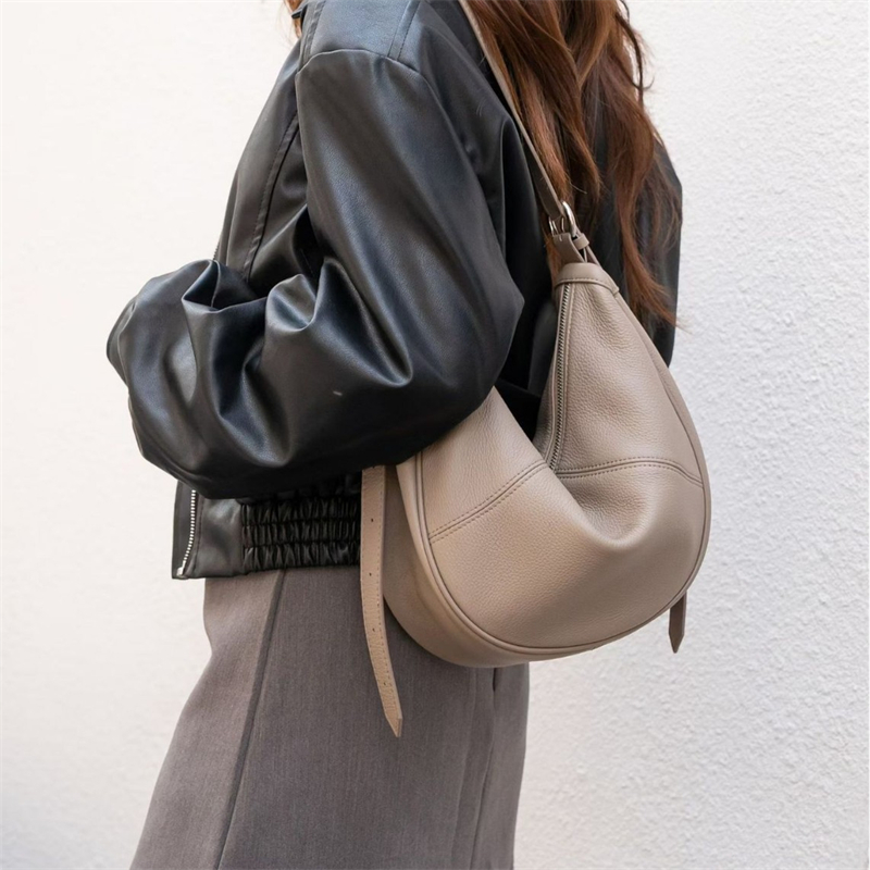 Leather Work Handbags For Women - Сумка-хобо BURMINSA из мягкой натуральной кожи