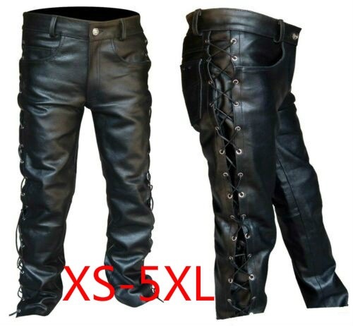 Leather Work Pants - Средневековые брюки, мужские готические длинные большие