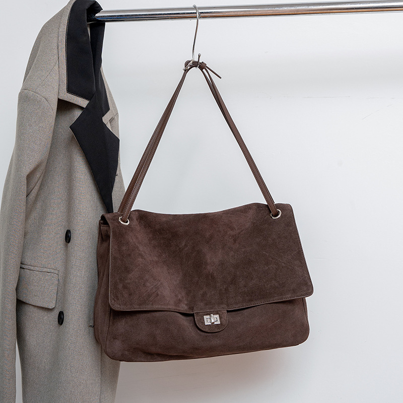 Leather Work Handbags For Women - Натуральная замшевая сумка через плечо для