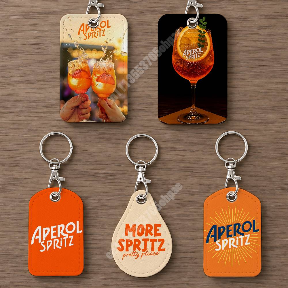 Leatherwork Bag - Кожаный брелок-картхолдер Orange Prosecco A-Aperol S-Spritz