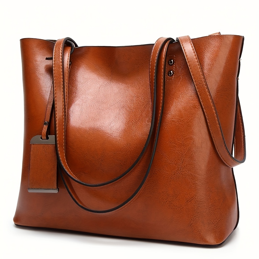 Leather Work Handbags For Women - Модная классическая кожаная женская сумка-тоут в