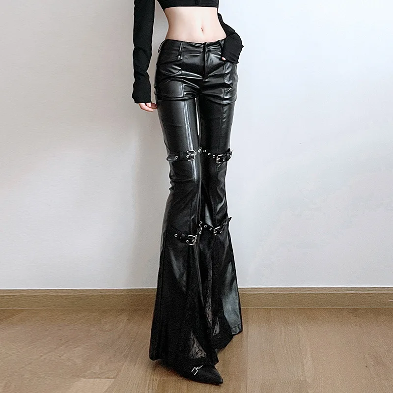 Женские расклешенные брюки из  – обзор и цена Leather Work Pants