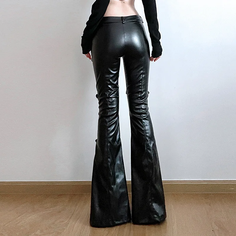 Женские расклешенные брюки из  – обзор и цена Leather Work Pants